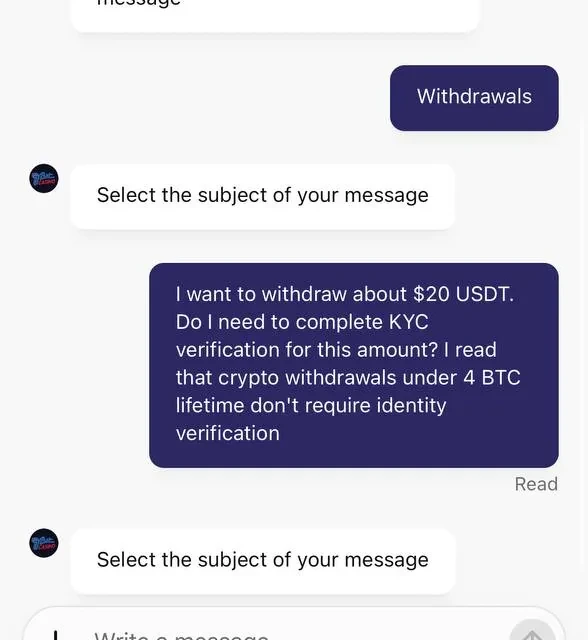 7Bit Casino the support conversation in full — screenshot 2 of 5
