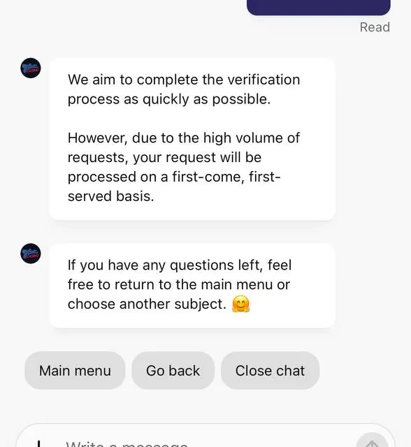 7Bit Casino the support conversation in full — screenshot 3 of 5