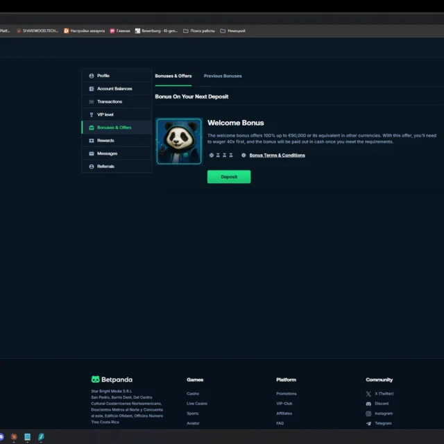 BetPanda homepage and active promotions before registration — screenshot 4 of 5