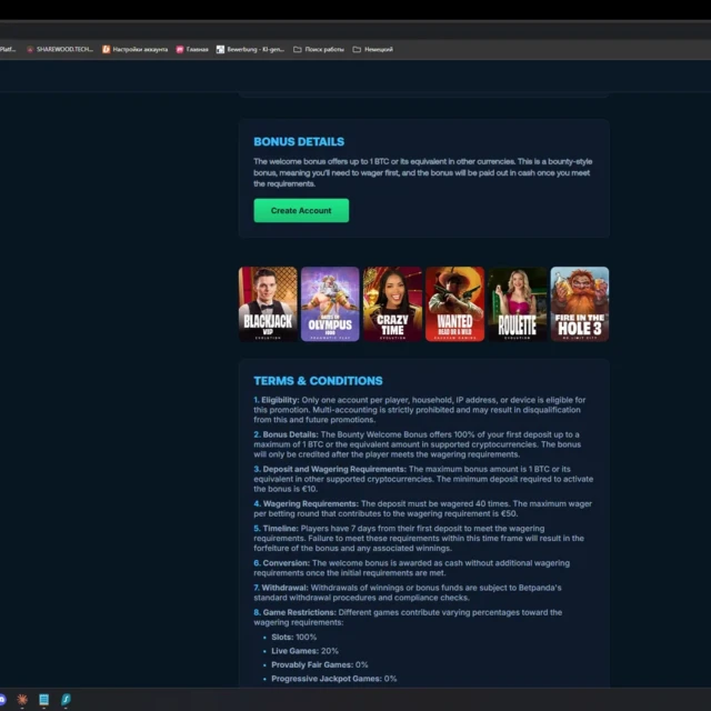 BetPanda registration, full flow — screenshot 1 of 2