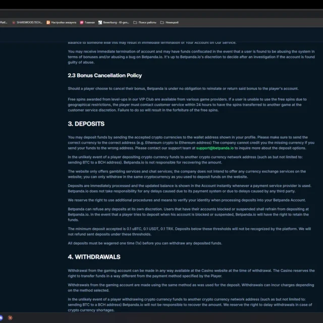 BetPanda support conversations with Lexi, both sessions — screenshot 5 of 5