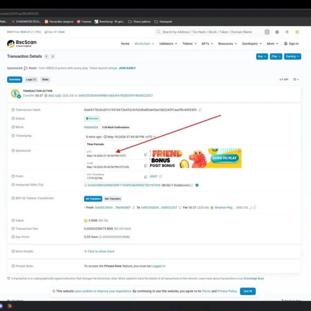 BetPanda withdrawal, full timestamped sequence from request to blockchain confirmation — screenshot 3 of 5