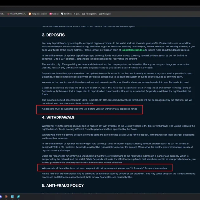 BetPanda withdrawal, full timestamped sequence from request to blockchain confirmation — screenshot 4 of 5