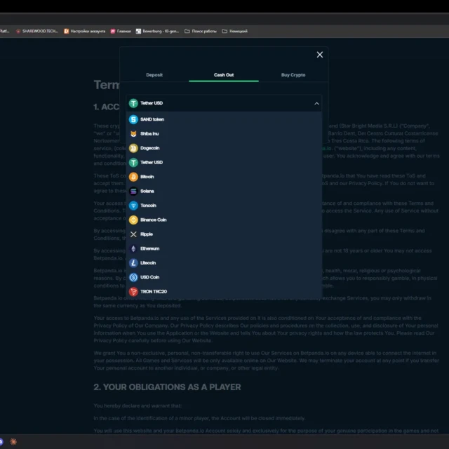 BetPanda withdrawal, full timestamped sequence from request to blockchain confirmation — screenshot 5 of 5