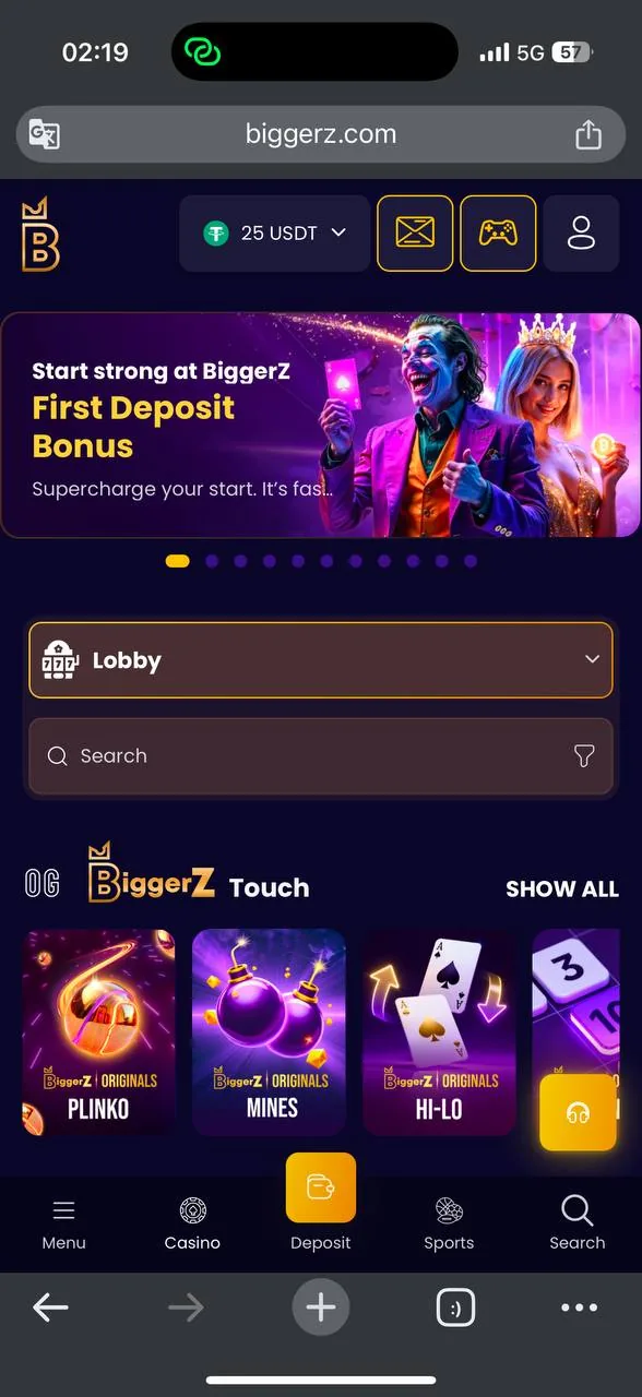BiggerZ game lobby screenshot