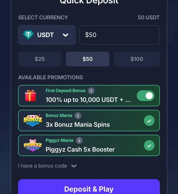 BitStarz the deposit that funded this test — screenshot 1 of 5