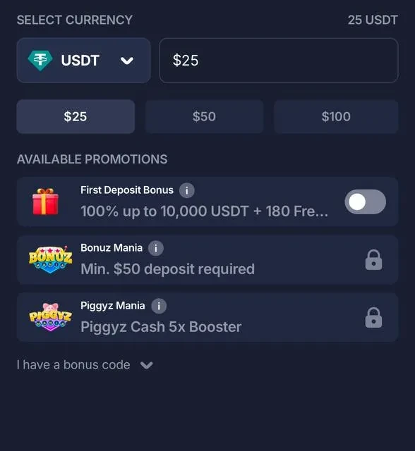 BitStarz the deposit that funded this test — screenshot 2 of 5