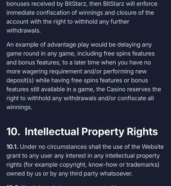 BitStarz the Terms & Conditions clauses behind that policy — screenshot 1 of 5