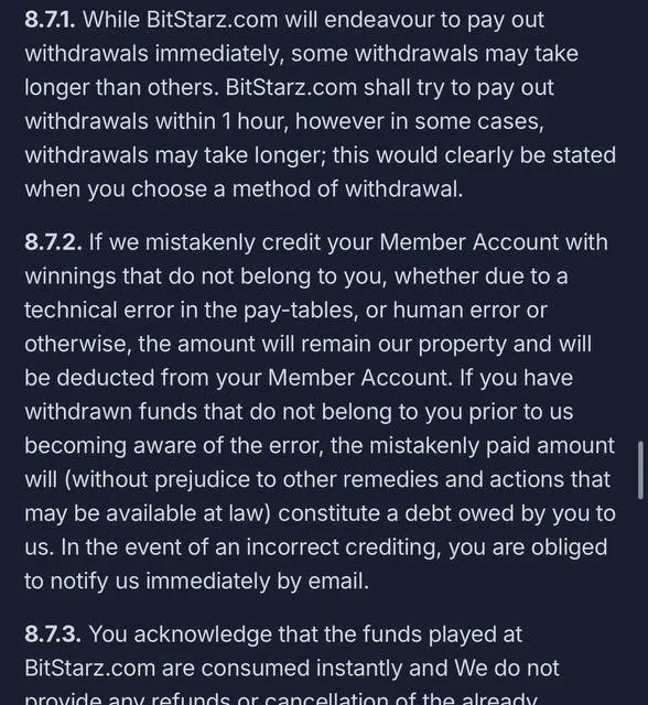 BitStarz the Terms & Conditions clauses behind that policy — screenshot 3 of 5