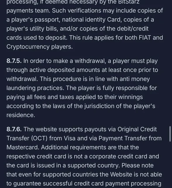 BitStarz the Terms & Conditions clauses behind that policy — screenshot 4 of 5