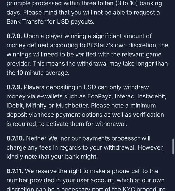 BitStarz the Terms & Conditions clauses behind that policy — screenshot 5 of 5