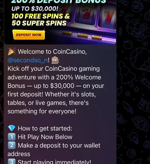 CoinCasino games lobby, sportsbook, Telegram bot, and live dealer screens — screenshot 3 of 5