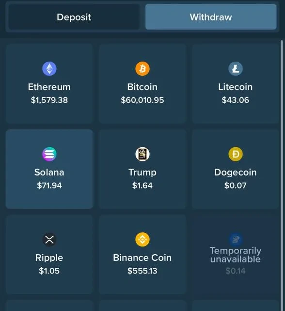Duelbits withdrawal, method selection and request sequence — screenshot 3 of 3