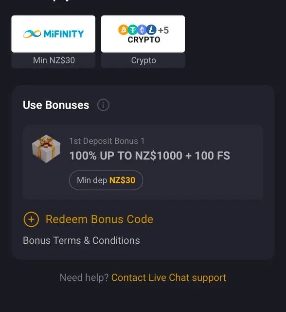 FortunePlay deposit confirmation and payment method screens — screenshot 3 of 5
