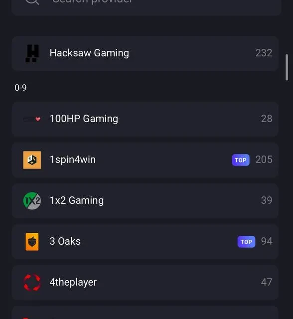FortunePlay provider list, additional screens — screenshot 1 of 5