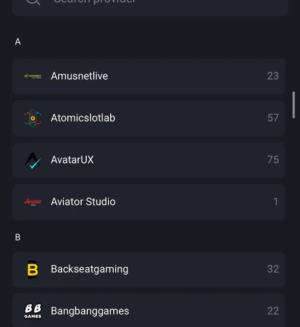 FortunePlay provider list, additional screens — screenshot 3 of 5