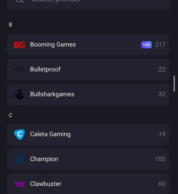 FortunePlay provider list, additional screens — screenshot 5 of 5