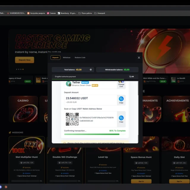 Instant Casino both deposits, including the second one made to reach the withdrawal minimum — screenshot 2 of 5