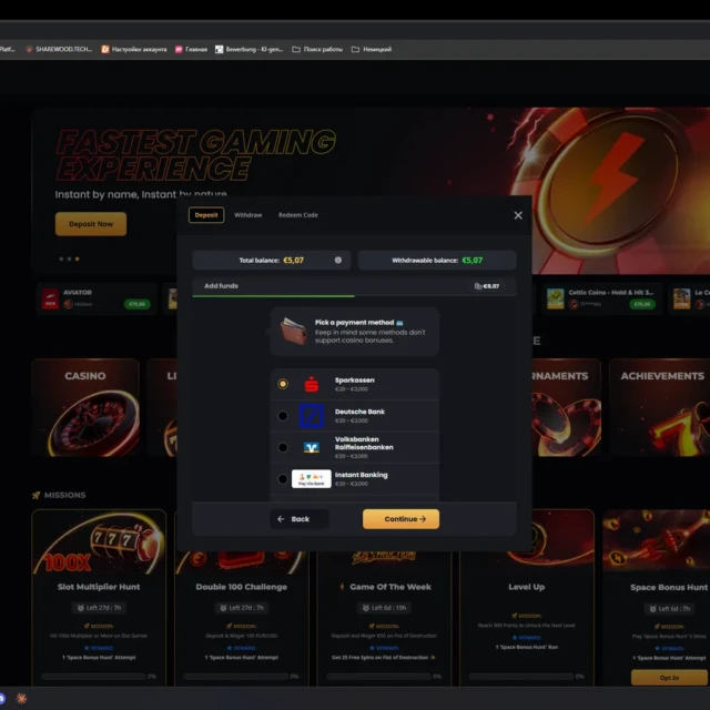 Instant Casino both deposits, including the second one made to reach the withdrawal minimum — screenshot 4 of 5