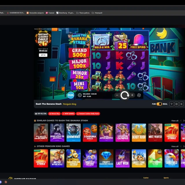 Instant Casino games lobby, live casino, and provider screens — screenshot 2 of 5