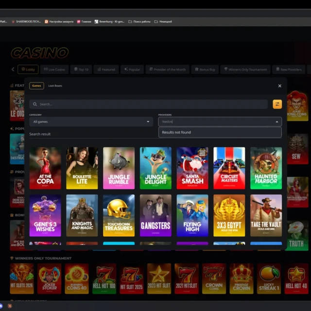 Instant Casino games lobby, live casino, and provider screens — screenshot 5 of 5