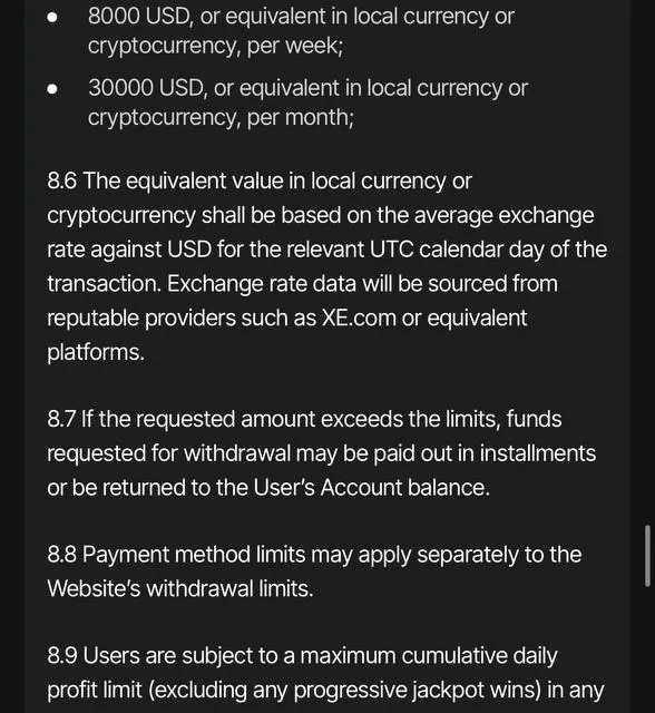 JustCasino Terms & Conditions, additional sections — screenshot 1 of 4