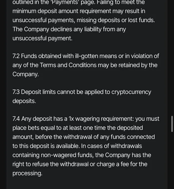 JustCasino Terms & Conditions, additional sections — screenshot 4 of 4