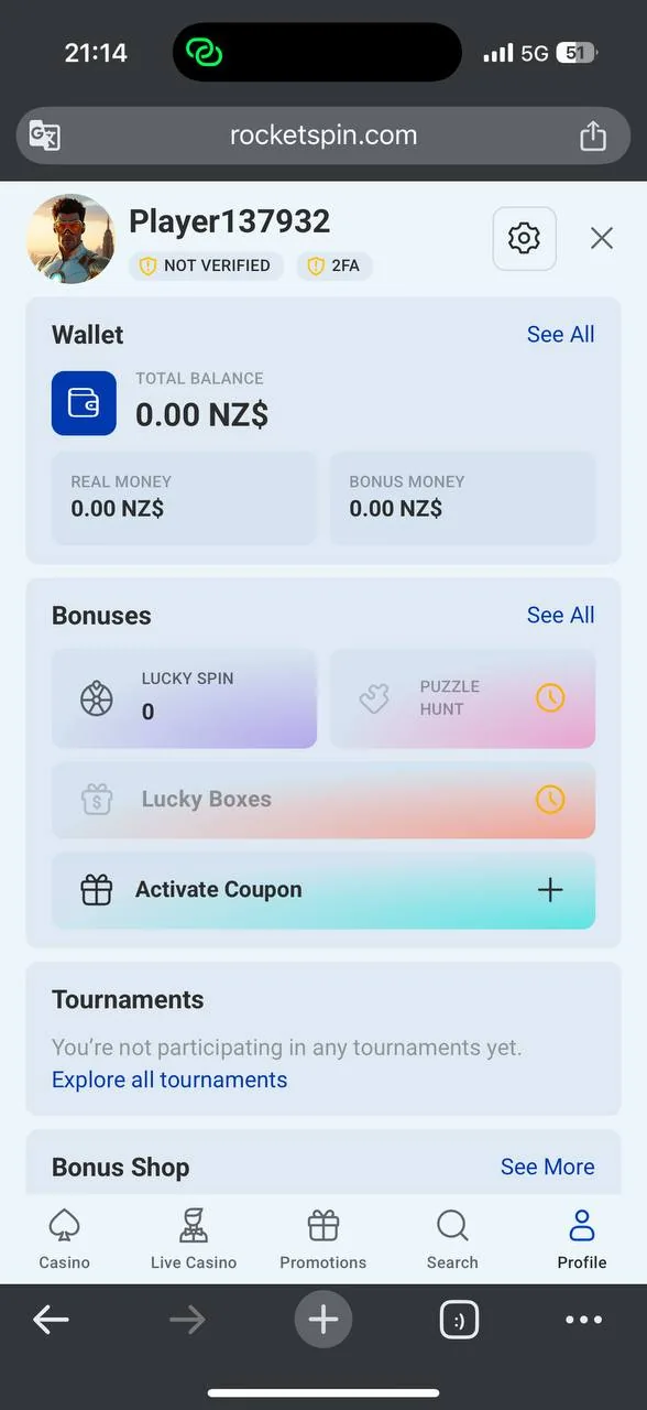 RocketSpin verification page with uploaded documents screenshot