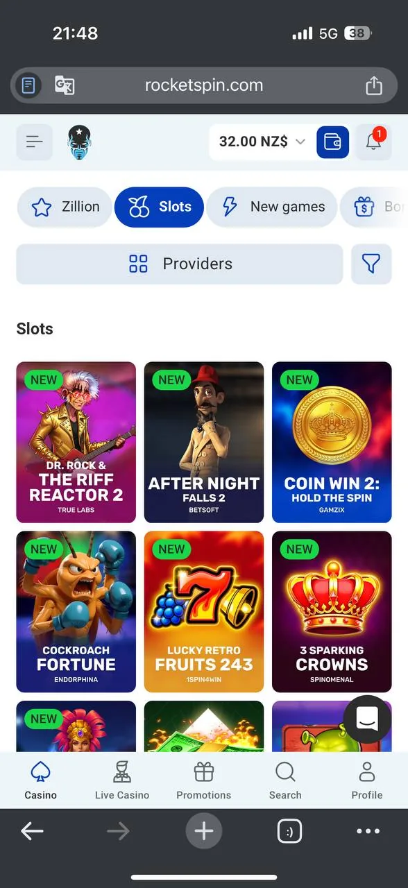 RocketSpin Live Casino — Pragmatic Play working screenshot