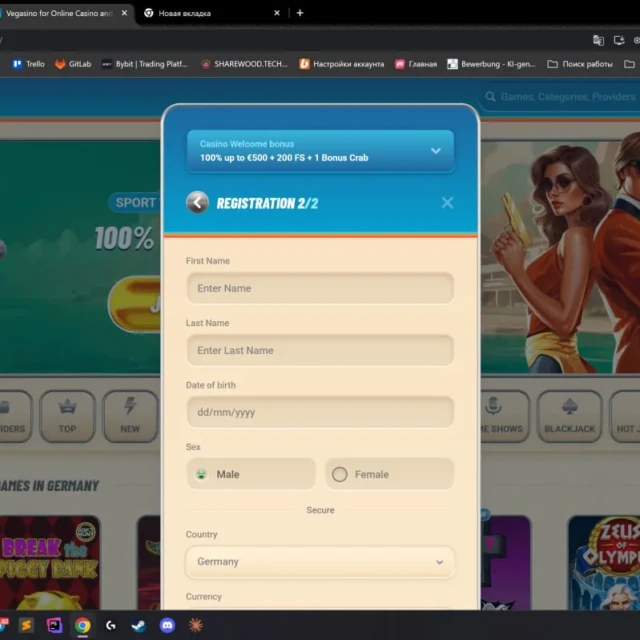 Vegasino registration, full two-step flow — screenshot 5 of 5