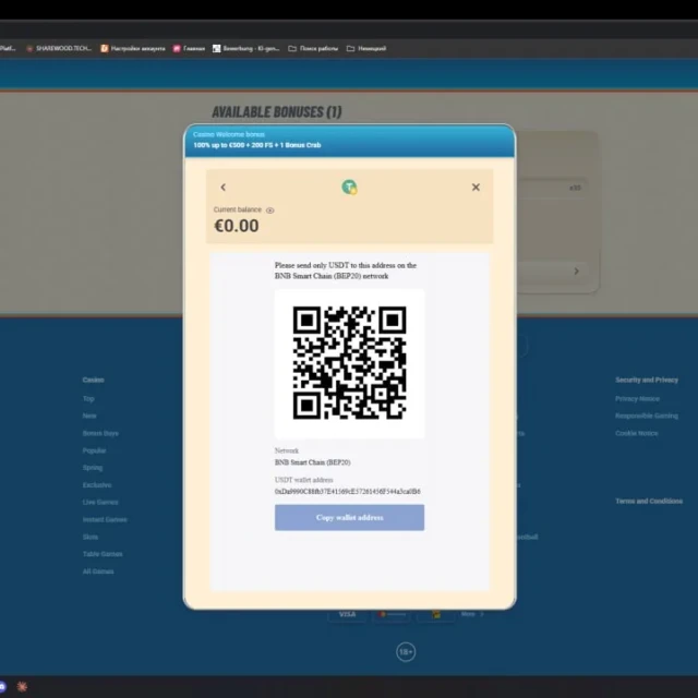 Vegasino deposit and post-deposit bonus screens — screenshot 2 of 5
