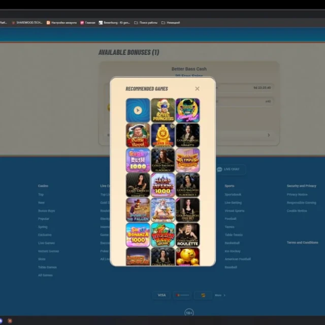 Vegasino games lobby and slot sessions — screenshot 1 of 5