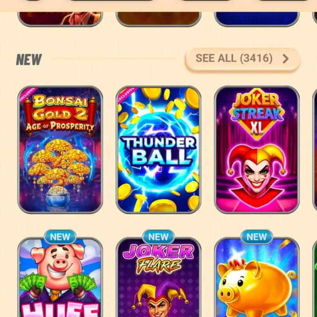 Vegasino games lobby and slot sessions — screenshot 3 of 5
