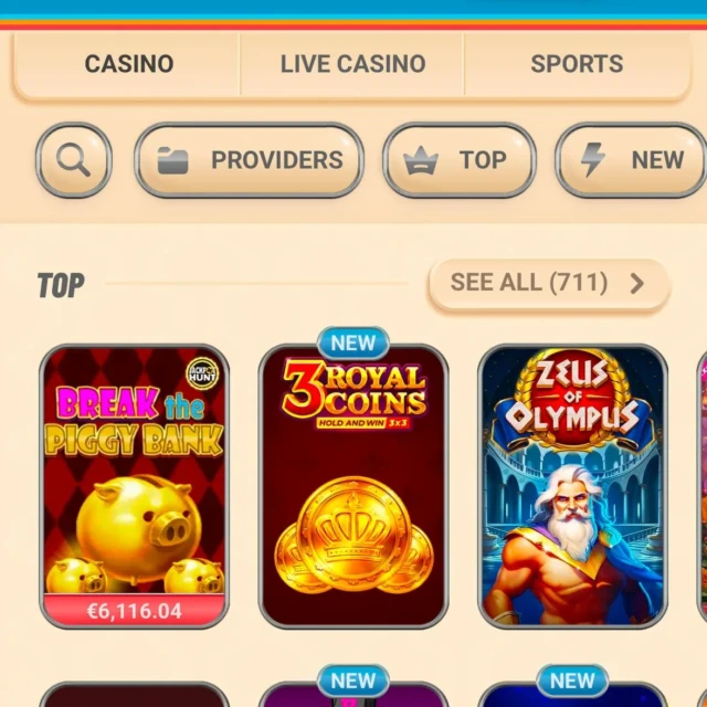 Vegasino games lobby and slot sessions — screenshot 4 of 5