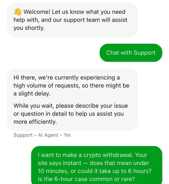 BC.Game support conversation, full thread — screenshot 2 of 3